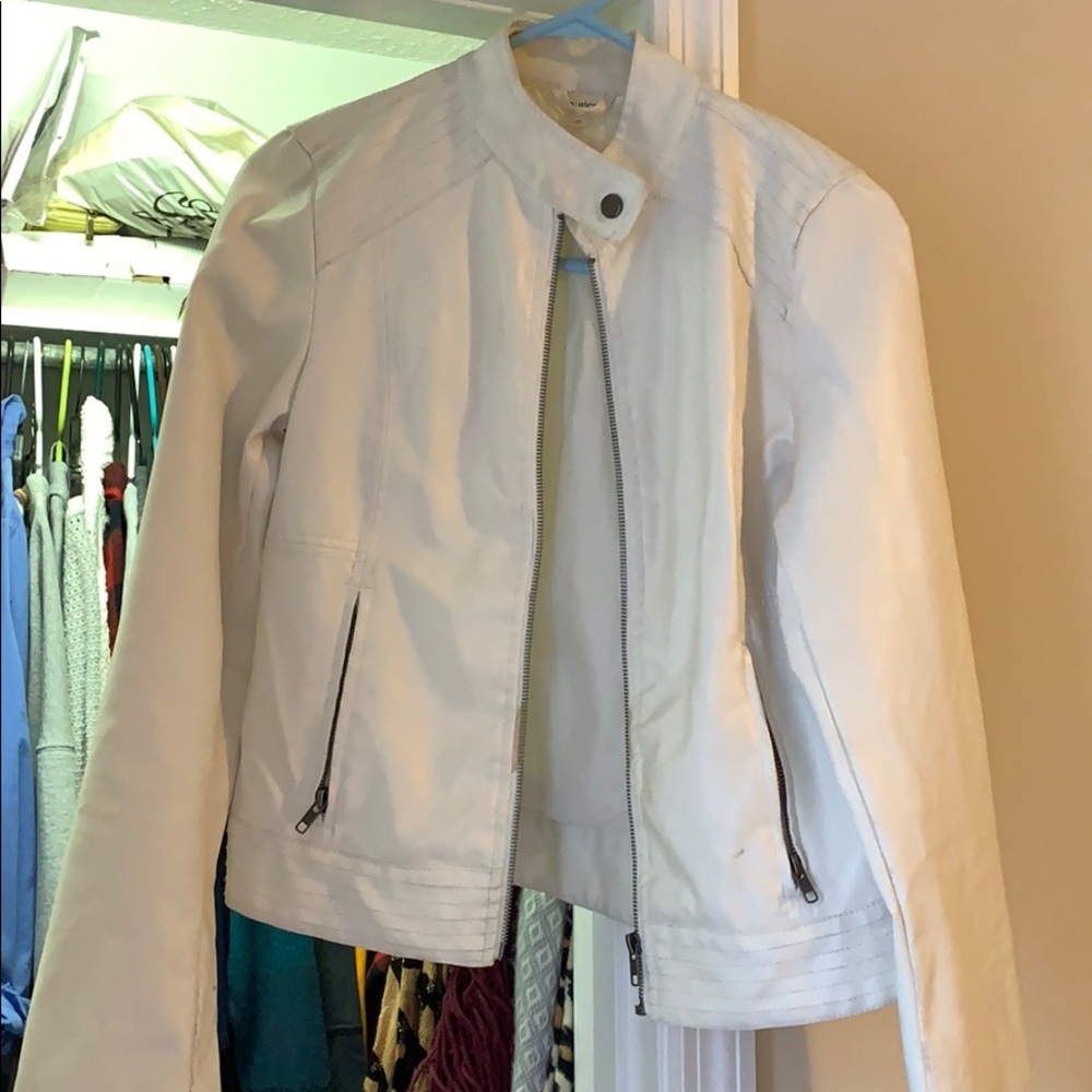 White fake leather jacket